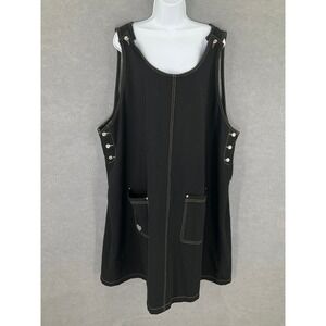 Dream‎ Jeannes Quacker Factory Dress Overall 3X Black Sleeveless Stretch Denim